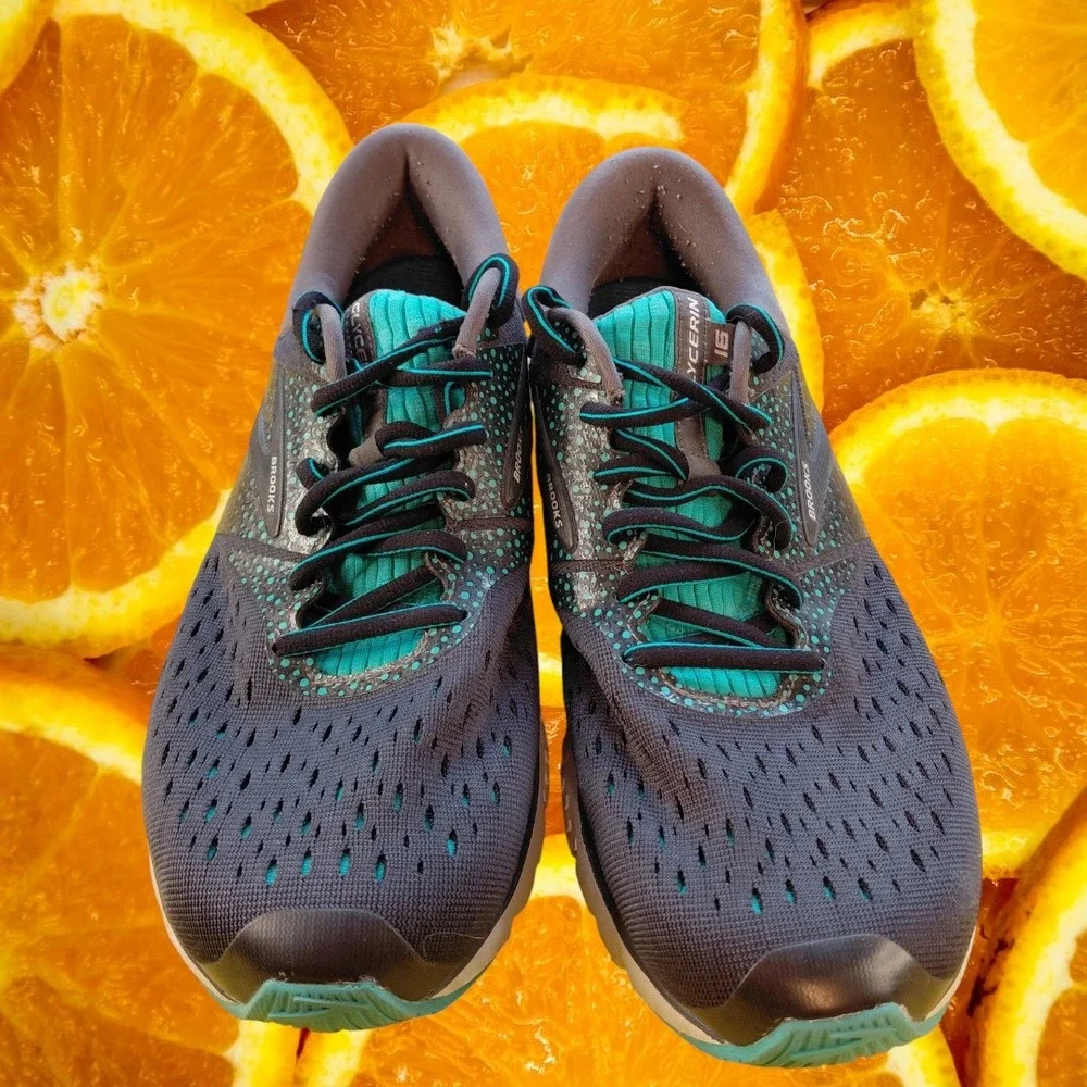 Brooks Glycerin 16 Wide D Mens Running Shoes Gray‎ Teal Size 11 USA